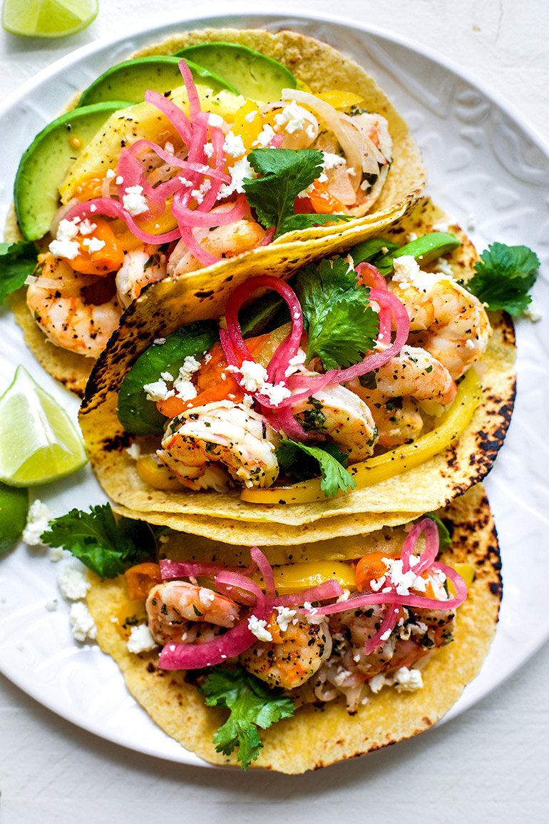easy sheetpan shrimp and pineapple tacos