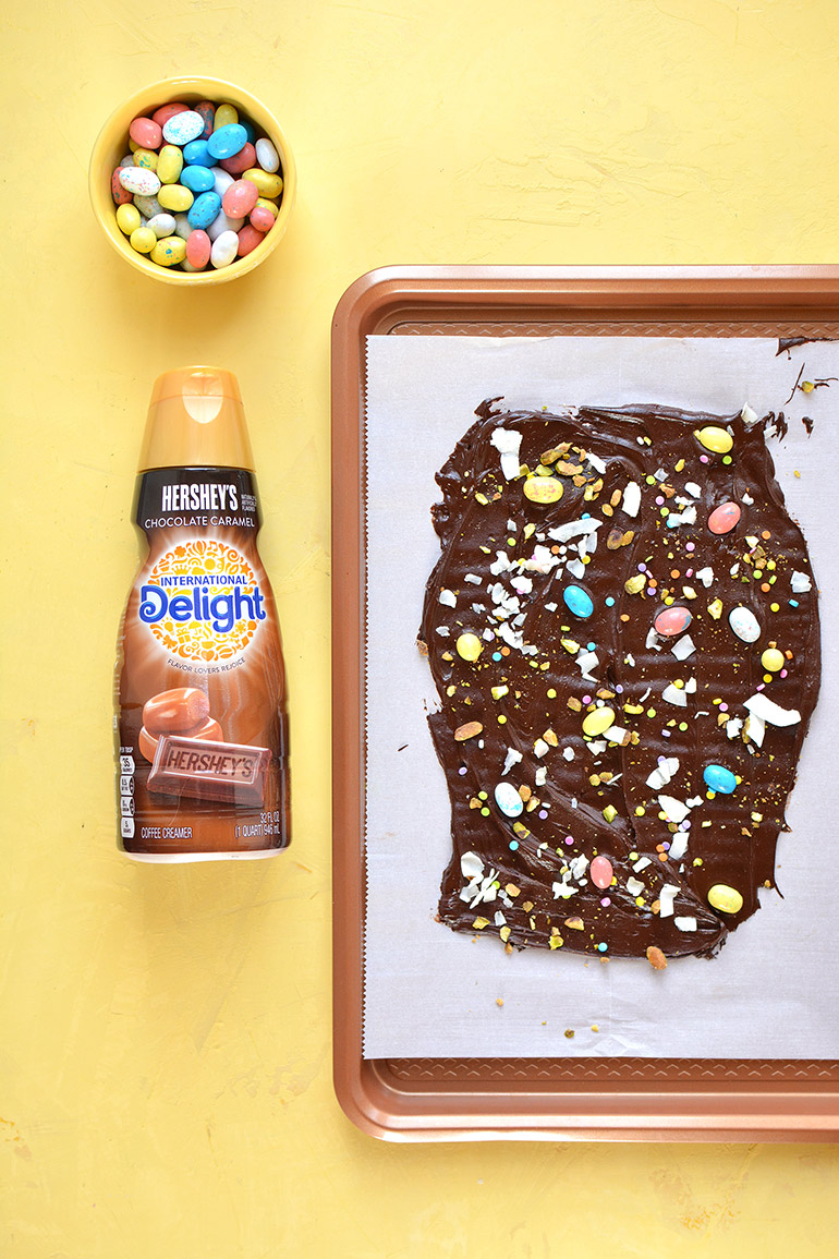 spring chocolate bark with international delight creamer