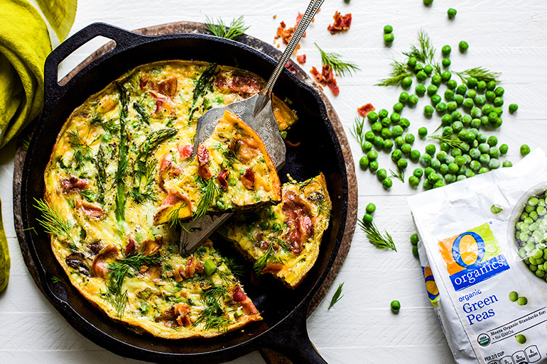 spring pea frittata wth pancetta