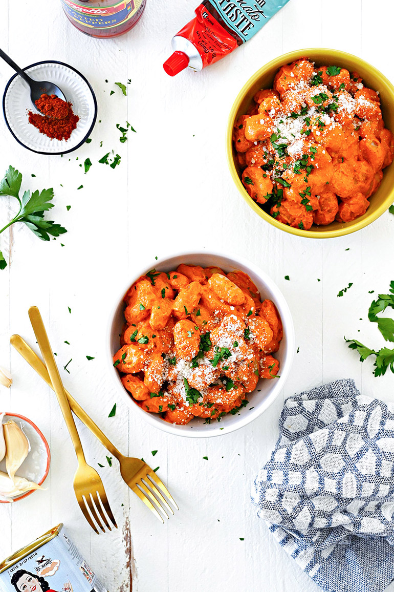 easy gnocchi with romesco sauce