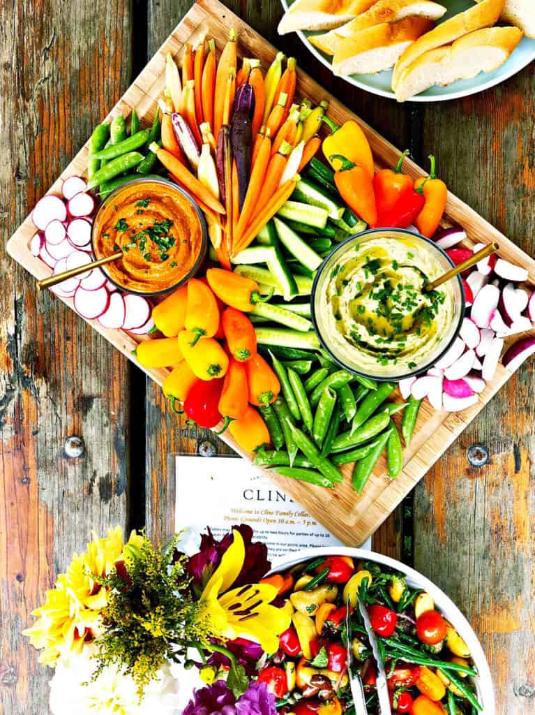 veggie platter with romesco sauce