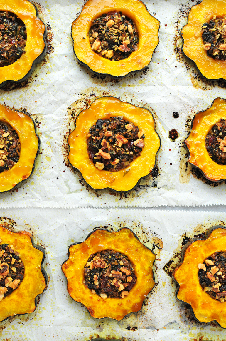 acorn squash rings stuffed with spinach