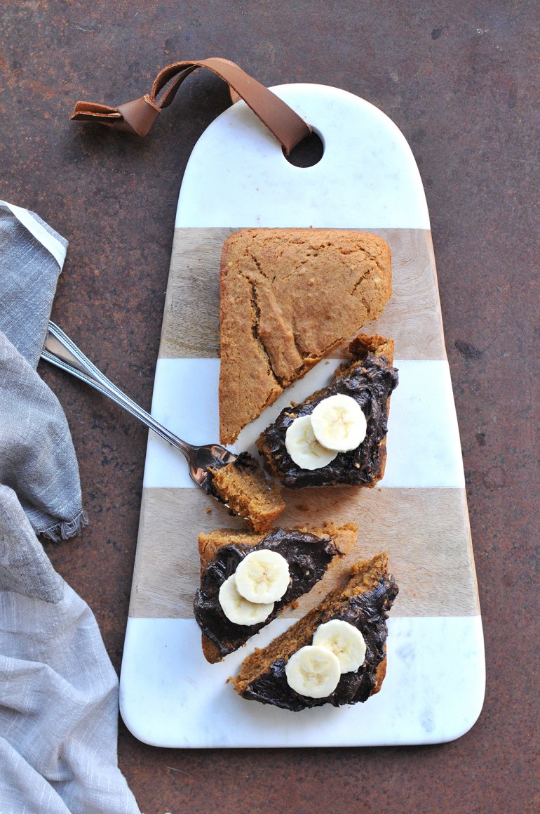 banana cake with dark chocolate frosting