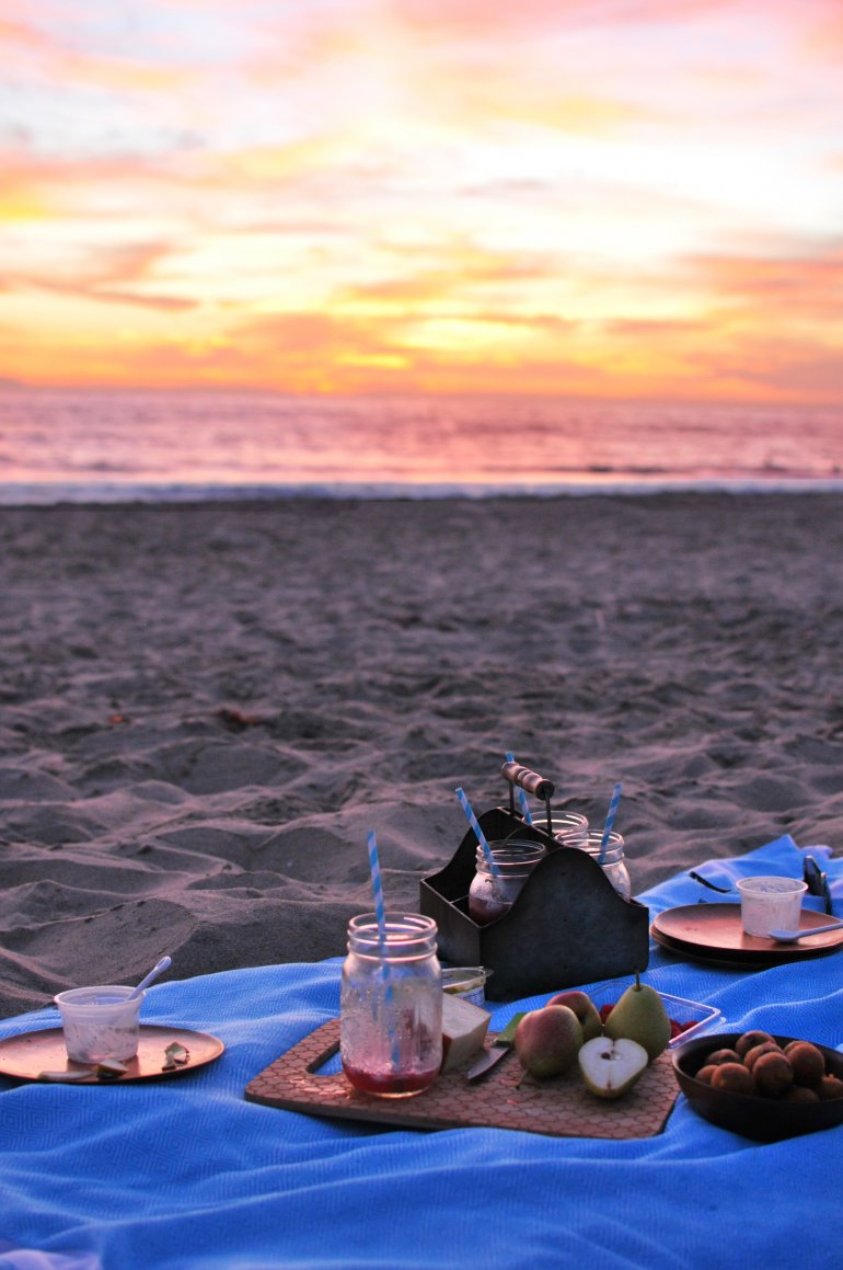 beach picnic sunset