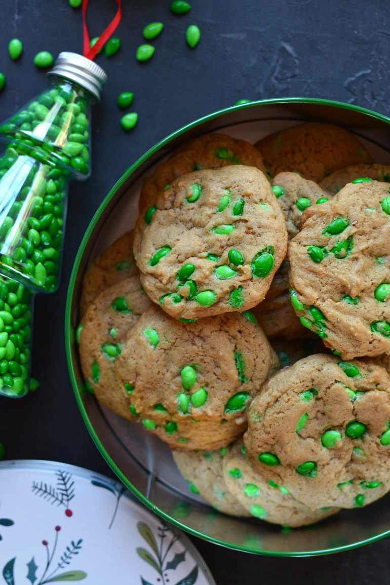 christmas cookies with chocolate covered sunflower seeds