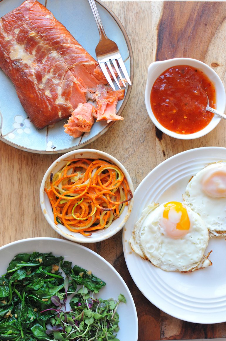 smoked salmon breakfast stack ingredients