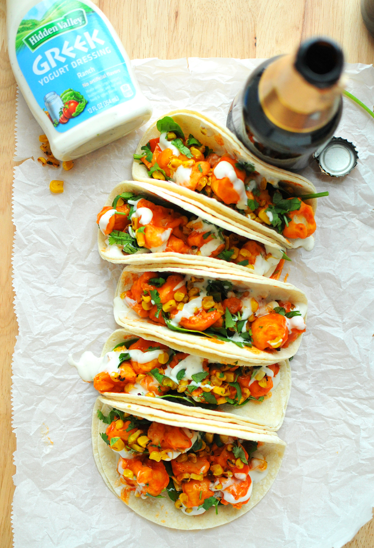 buffalo cauliflower tacos with greek yogurt ranch