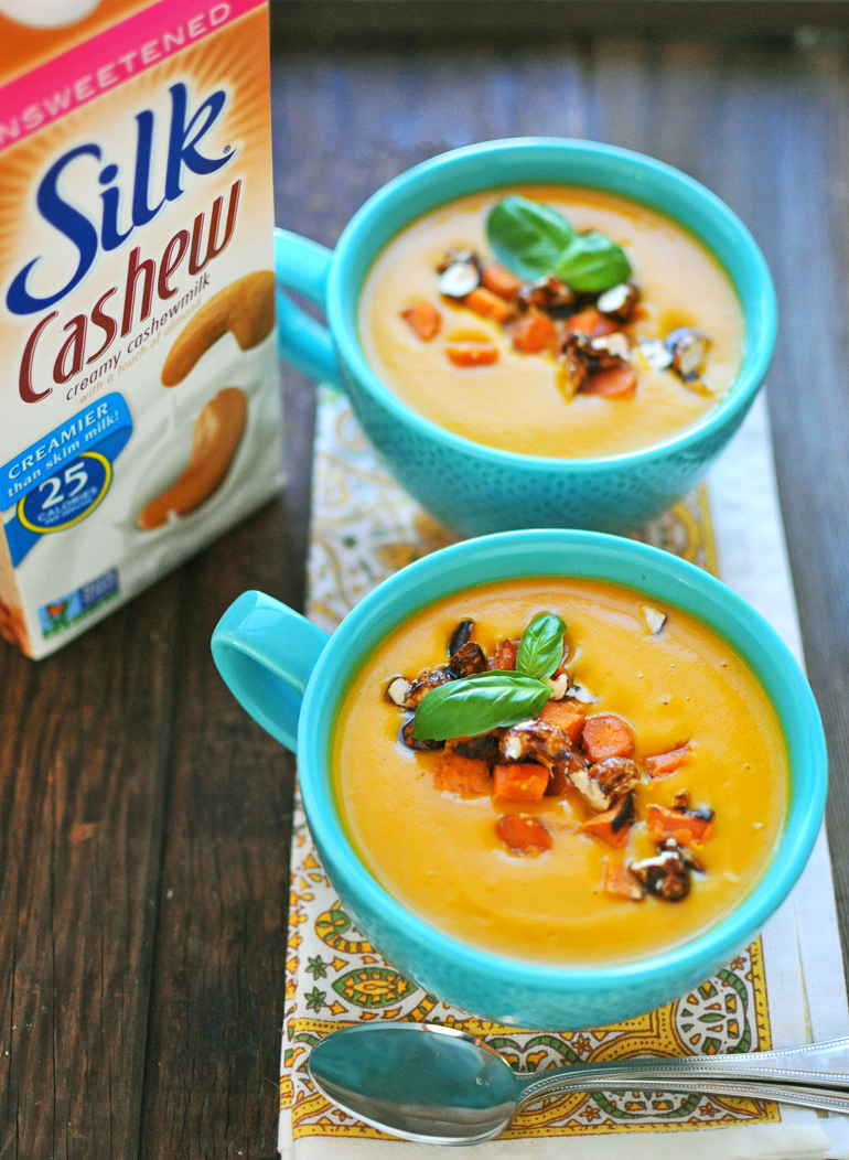 creamy carrot ginger cashew soup with silk