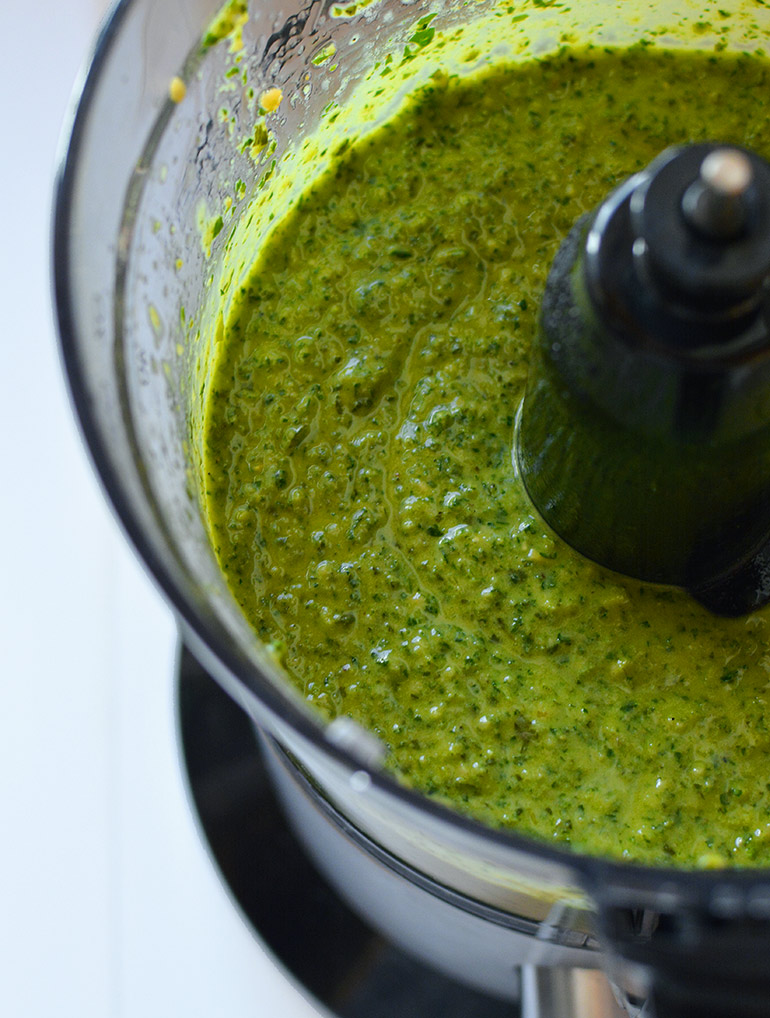 carrot top pesto in food processor