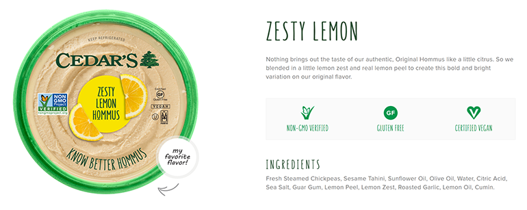 cedars hommus zesty lemon