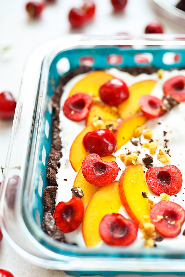 cherry brownies close up