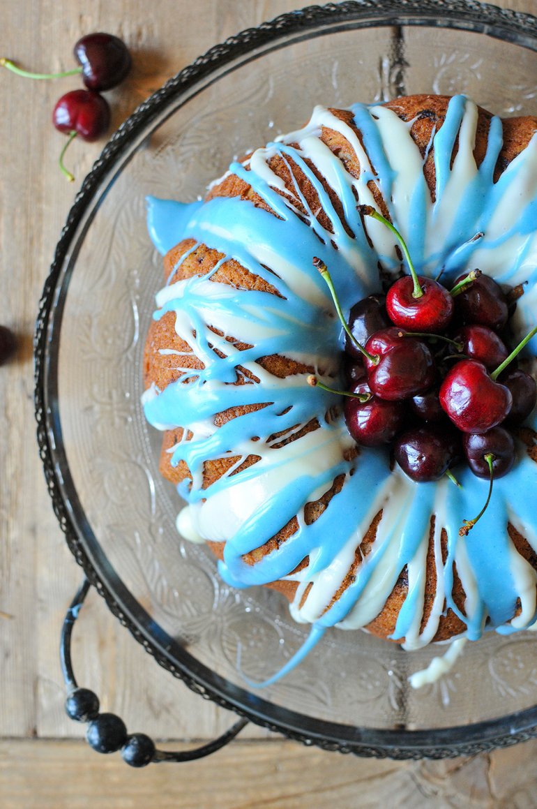 roasted cherry bourbon cake above