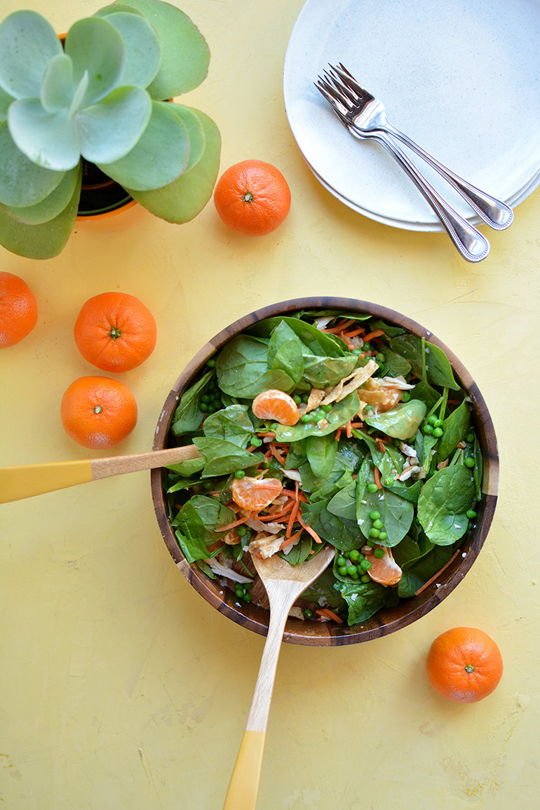 orange chicken salad with almond butter dressing