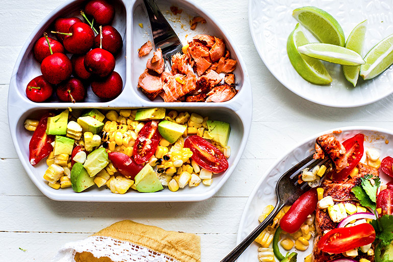 chili lime salmon kid plate