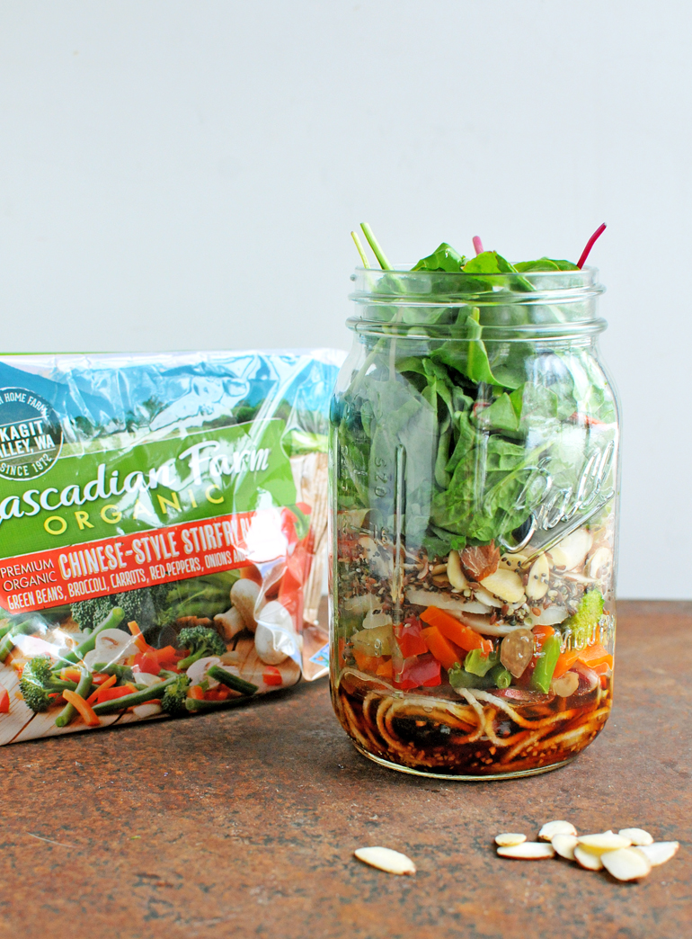 chinese mason jar salad with cascadian farm