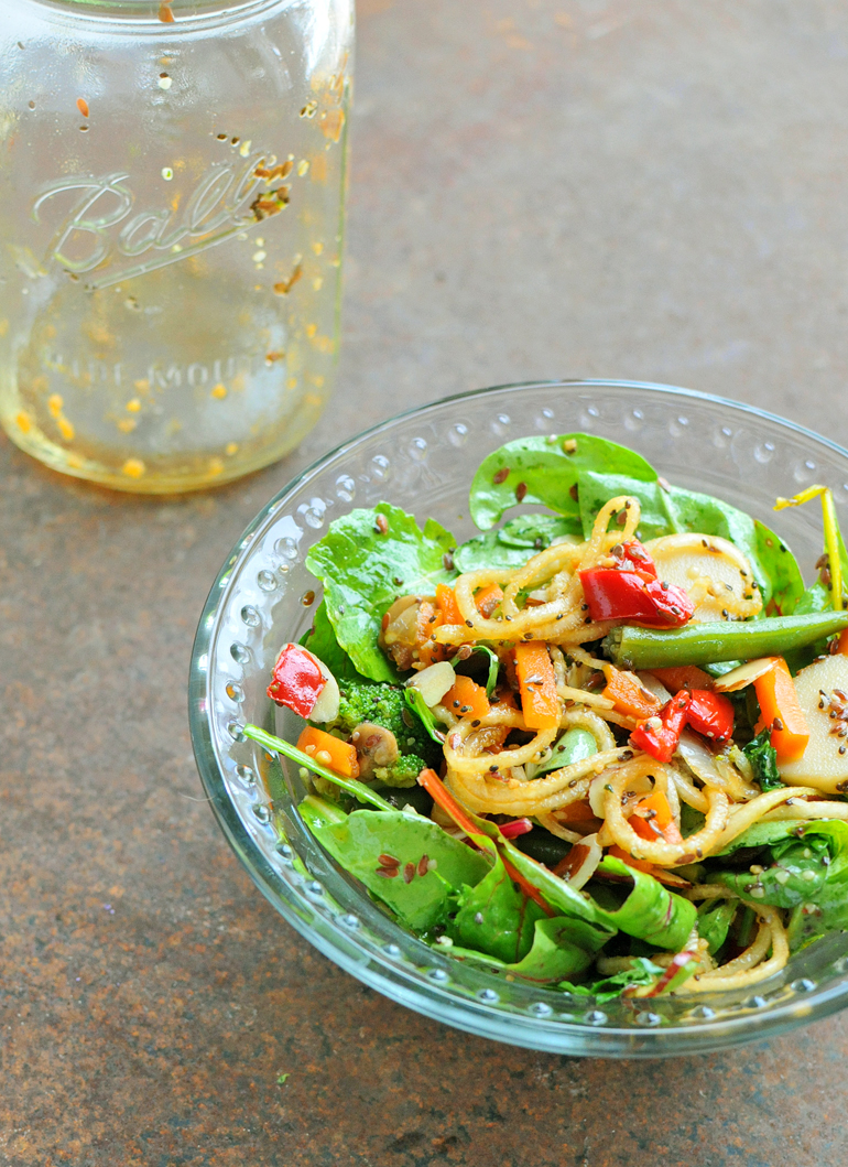 chinese mason jar salad with sesame dressing