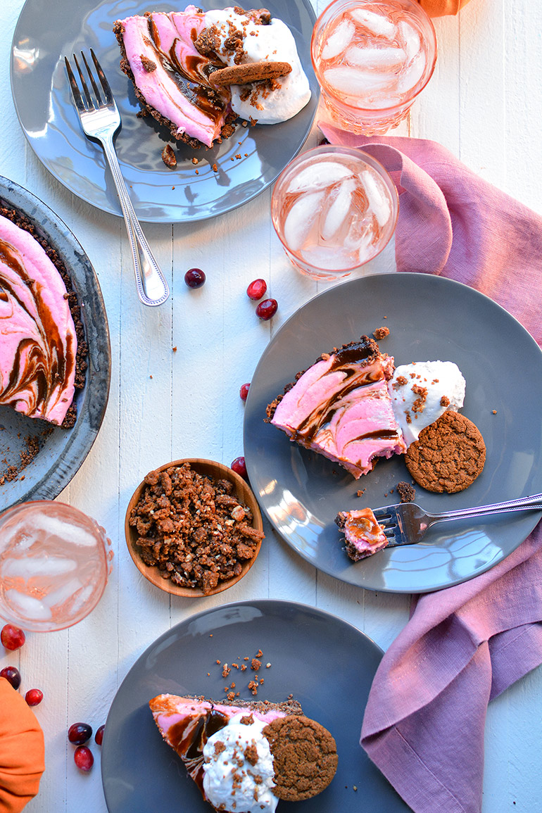 cranberry cool whip gingersnap pie with pumpkin caramel