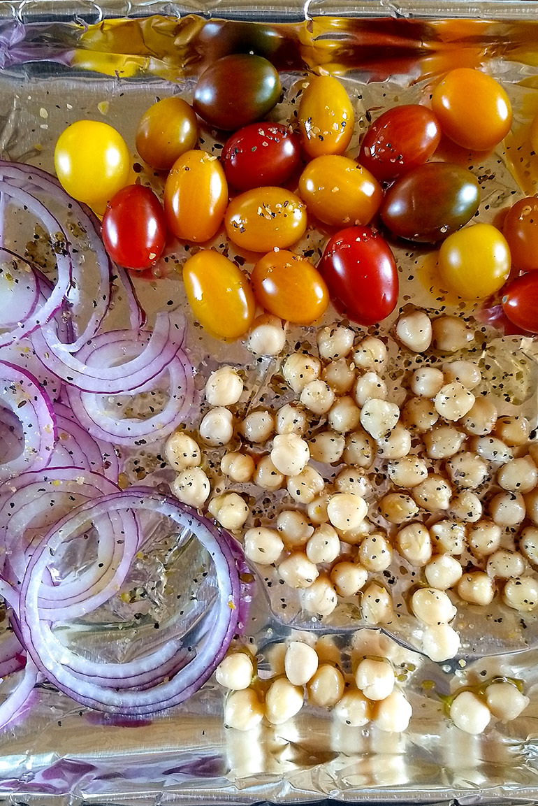 roasted veggies for bombay curry bowl