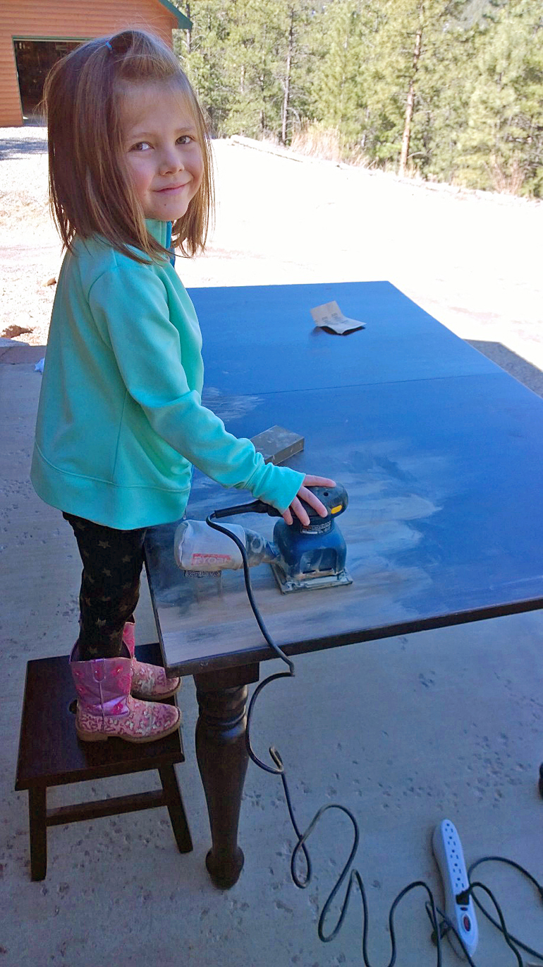 babycakes sanding the table