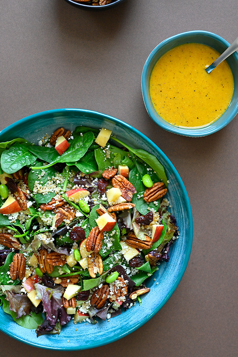 autumn harvest salad with dressing on the side