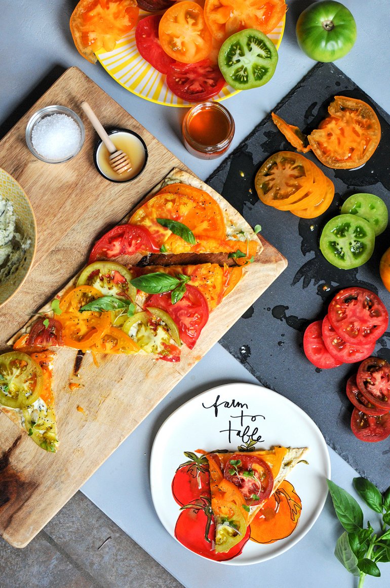 roasted heirloom tomato flatbread