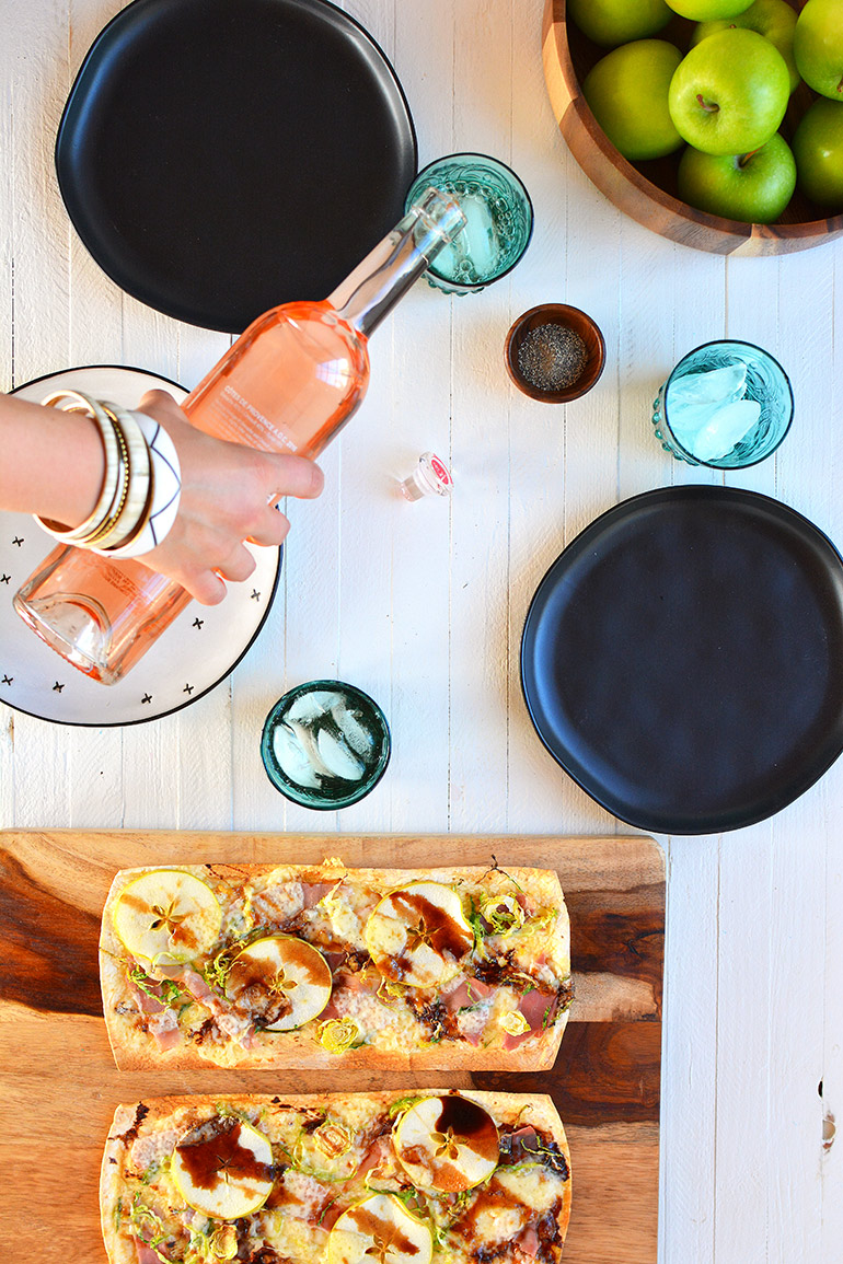 holiday flatbread paired with rose