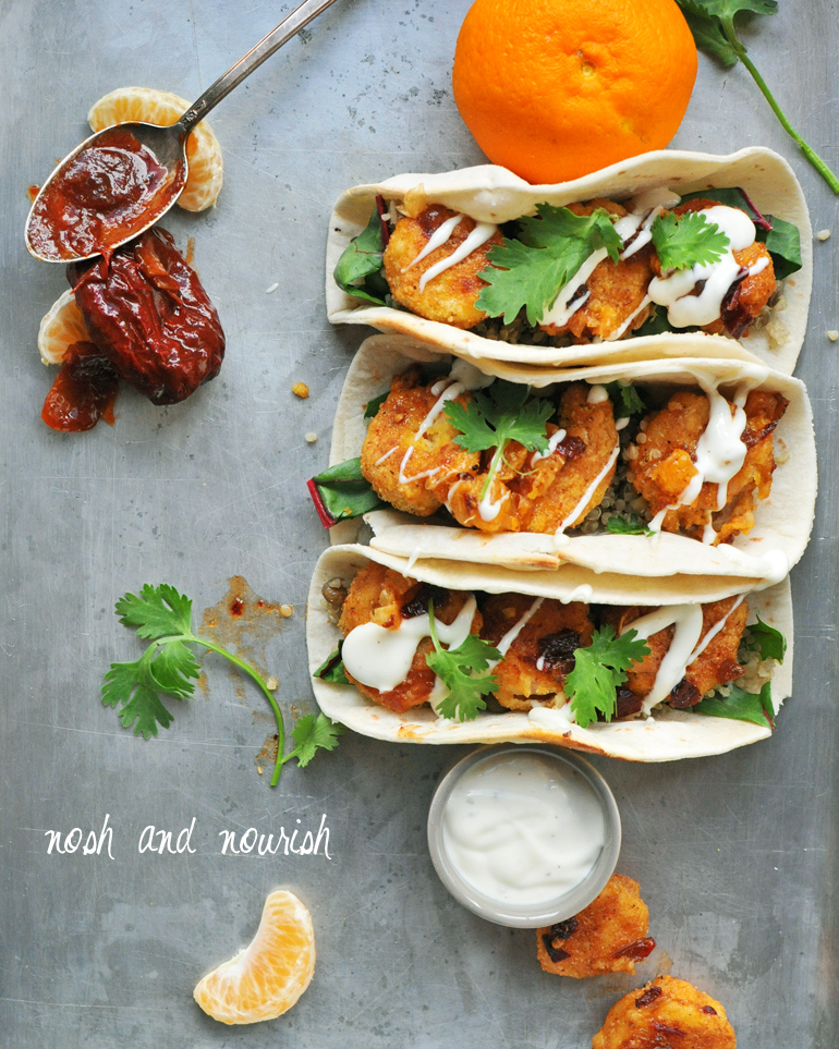 crispy honey chipotle shrimp tacos