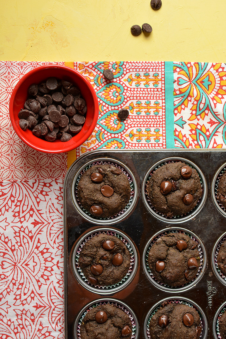 chocolate avocado muffins 