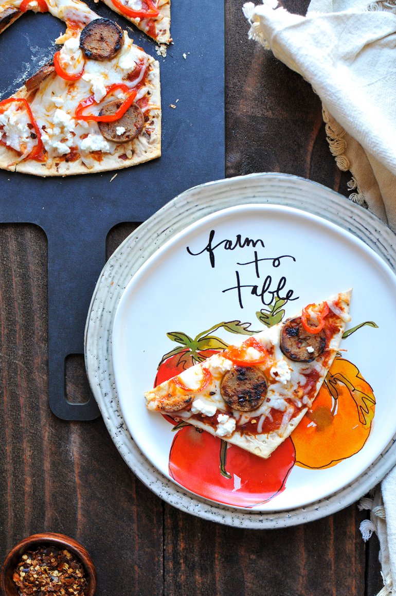 italian double cheesy flatbread on plate