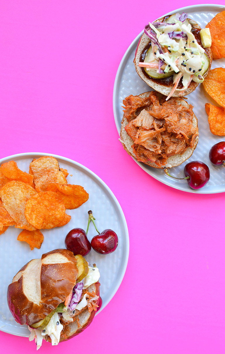 bbq jackfruit sliders with pineapple slaw