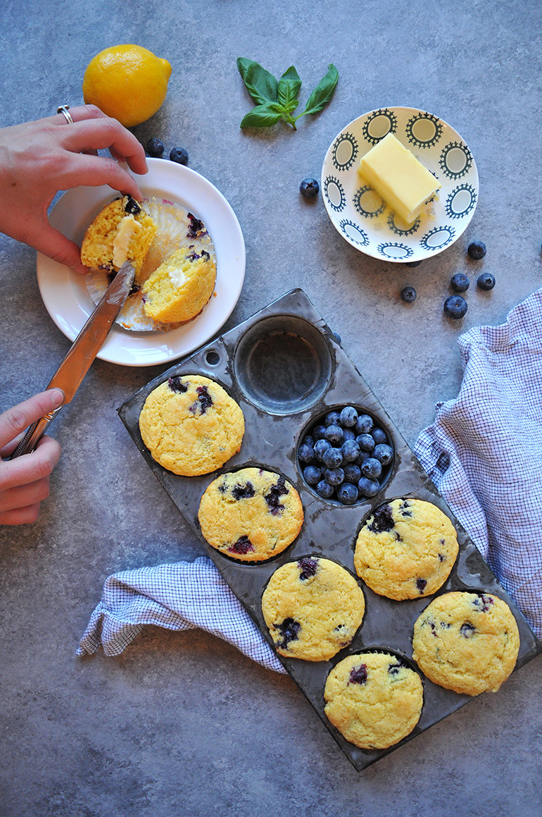 lemon blueberry cornbread muffins