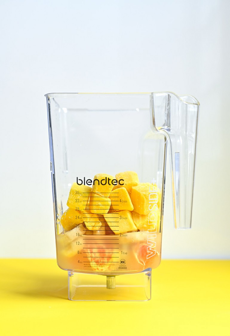 mango creamsicle smoothie in blender