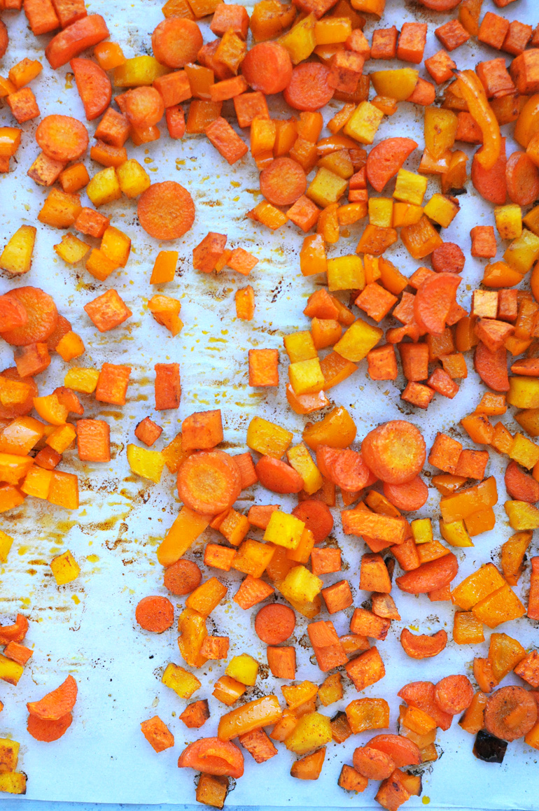 orange power pasta roasted veggies