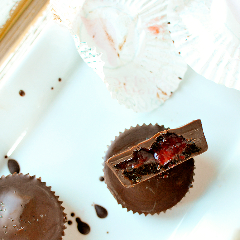 hemp seed butter cups with strawberry jam