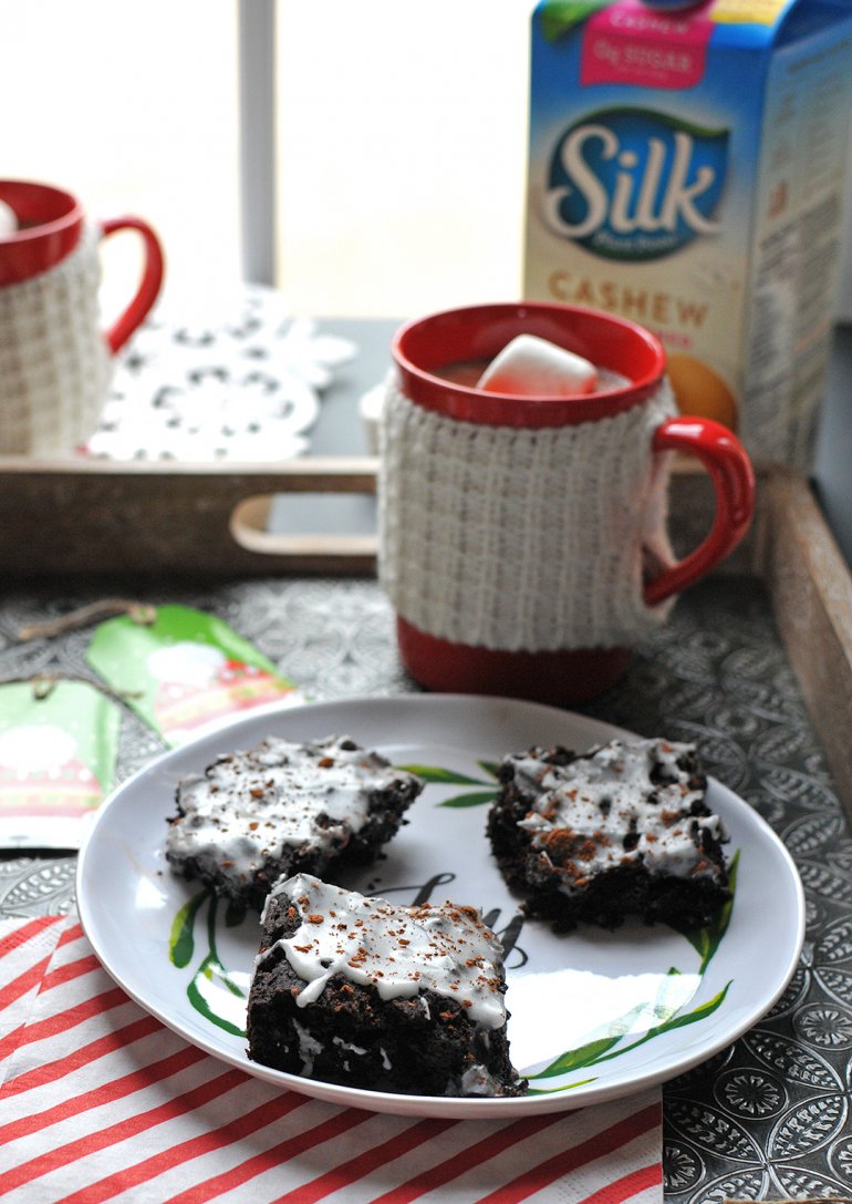 fudgy vegan peppermint brownies with Silk