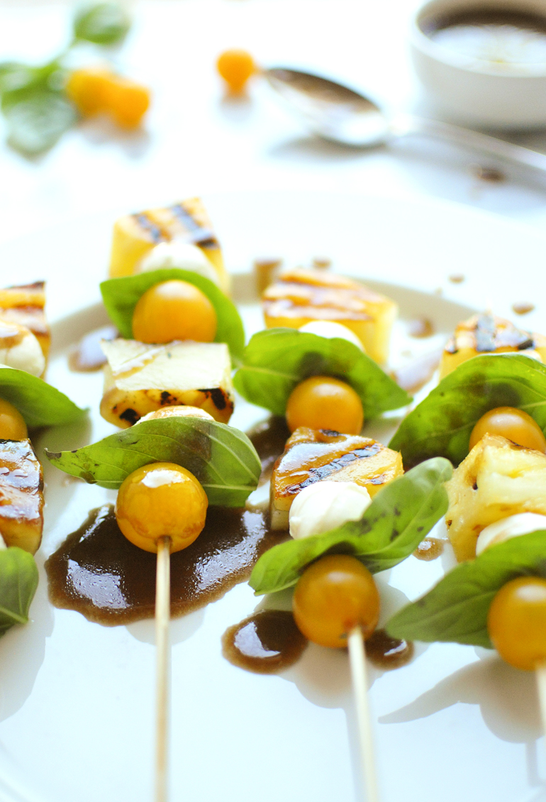 grilled pineapple caprese skewers