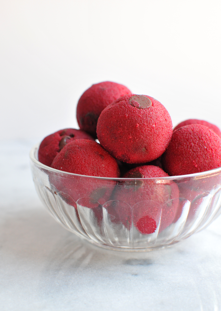 naturally pink cookie dough balls