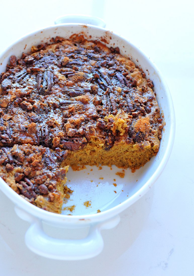 pumpkin coffee cake backlit