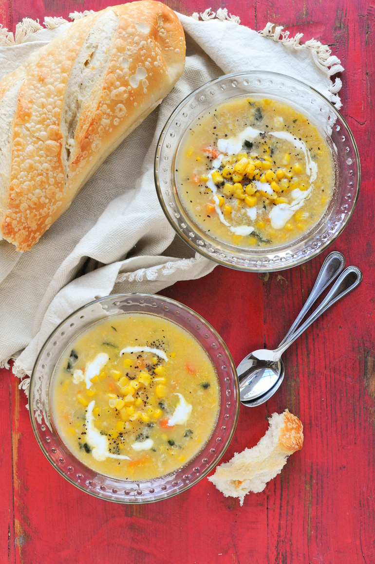 quinoa crab corn chowder above