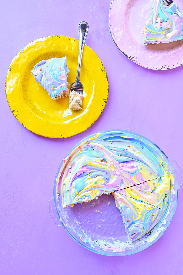 rainbow ice cream cake sliced