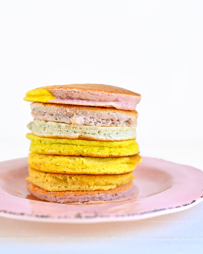 easy rainbow pancake stack