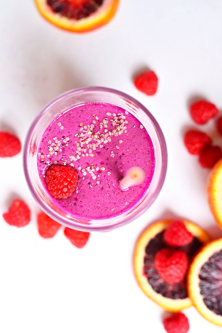 pink pitaya smoothie with Silk