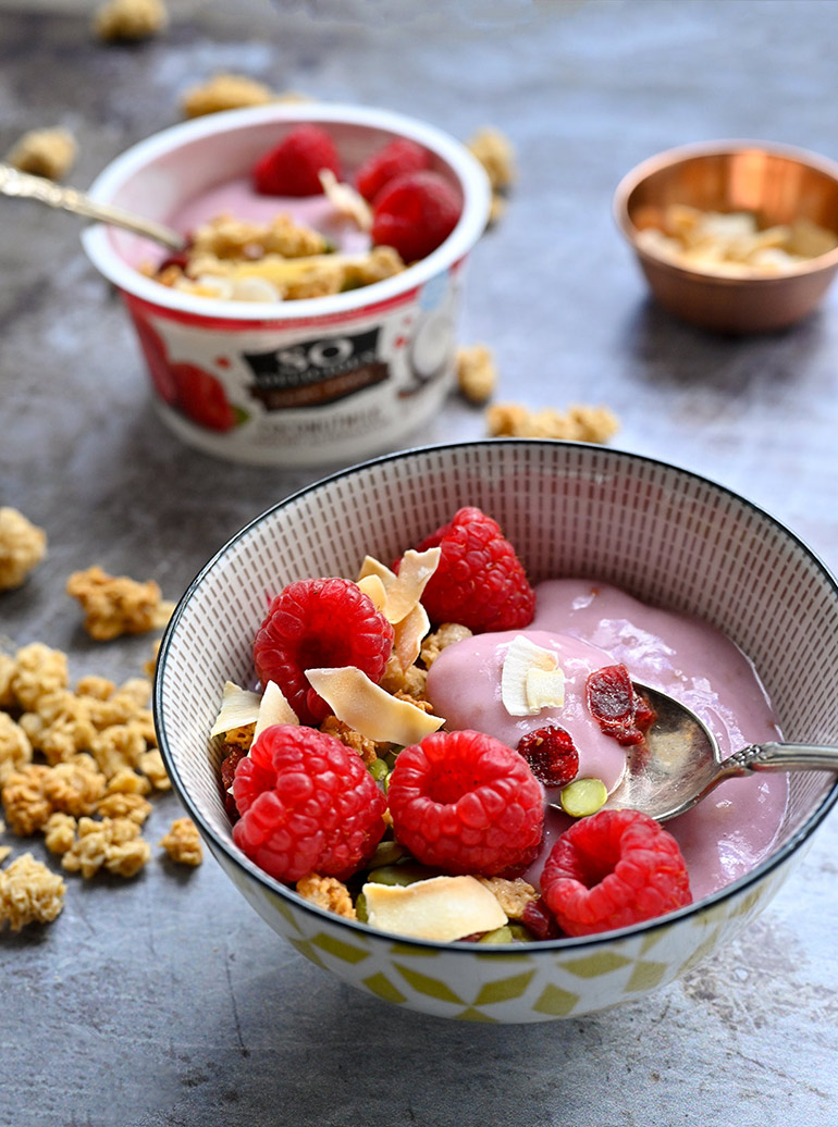 Raspberry Yogurt Cereal Bowl