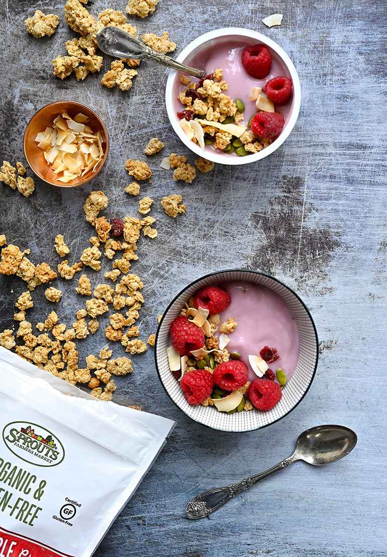 easy raspberry dairy-free yogurt parfaits