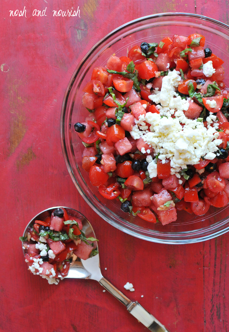 red white and blue watermelon salad