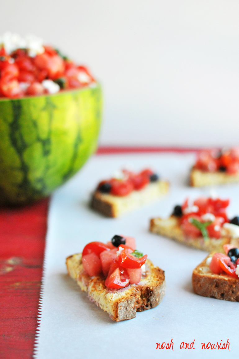 4th of July Appetizer Red, White, and Blue Bruschetta