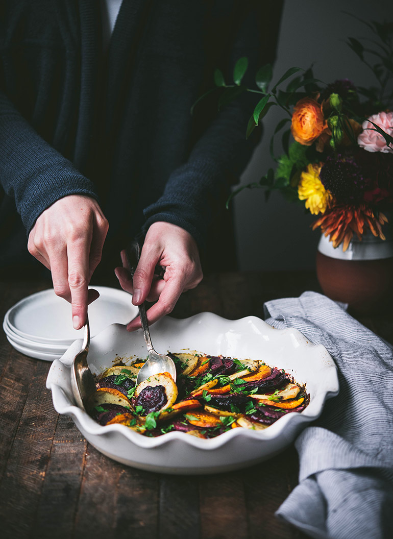 serving fall vegetable bake