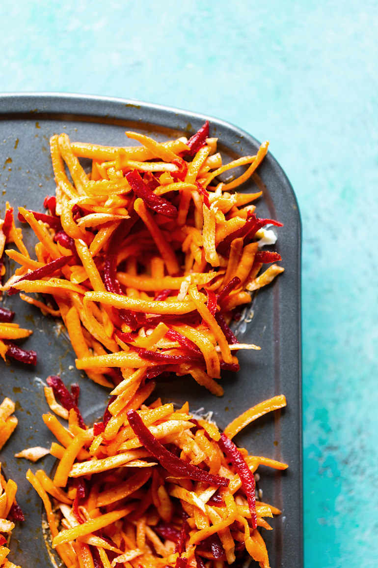 root veggie hash in muffin tin