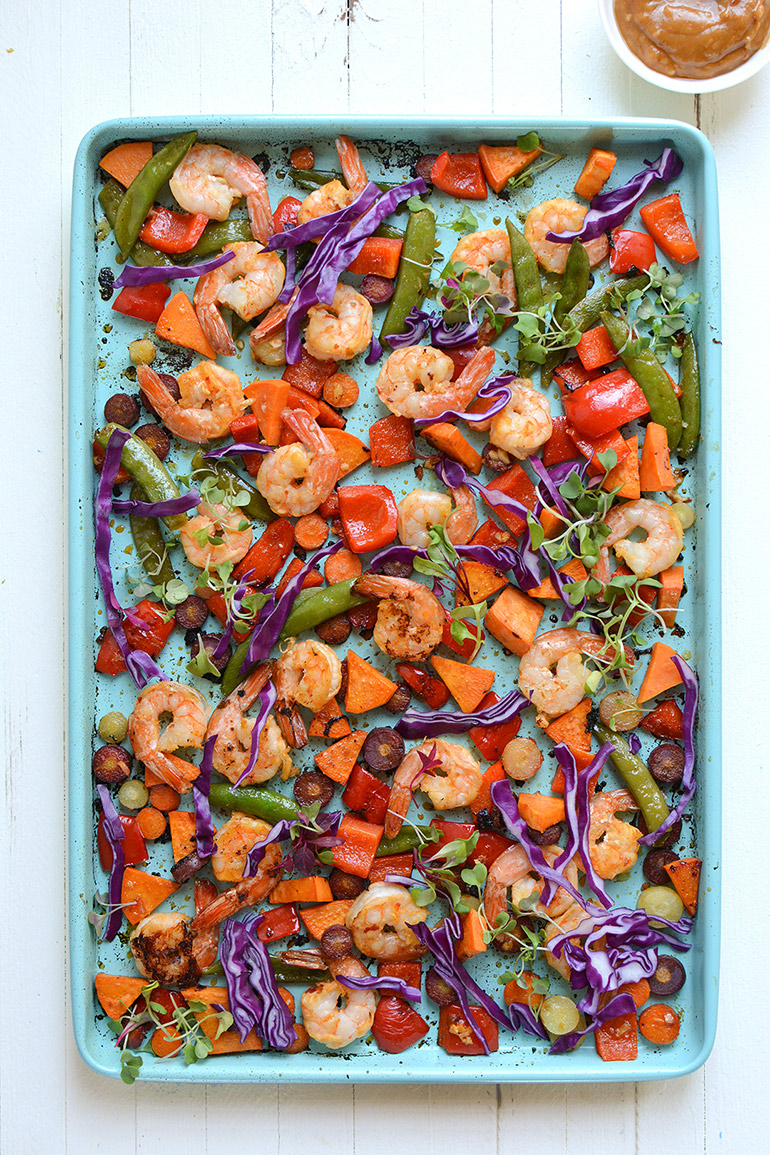 Sheet Pan Shrimp and Veggies - Nourish and Fete