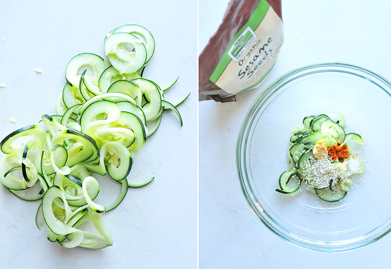 spiralized cucumbers